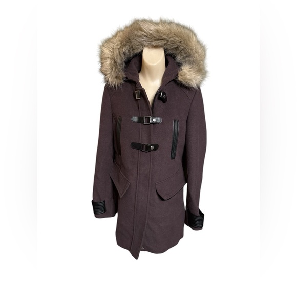 BNWOT Andrew Marc Marc New York Brand Muted Purple Faux Fur Hooded Peacoat Med 8